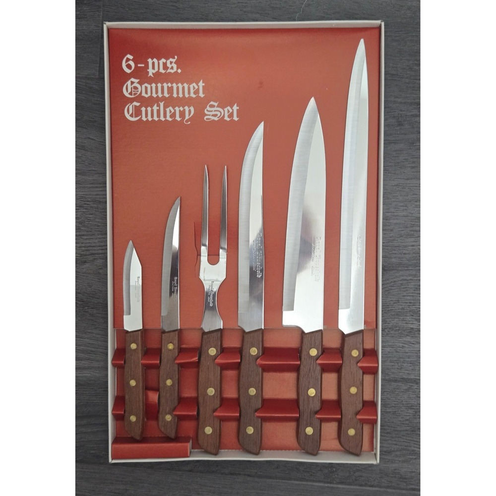 Royal Household 6pc Gourmet Cutlery Set Wood Handle Full Tang Stainless Steel
